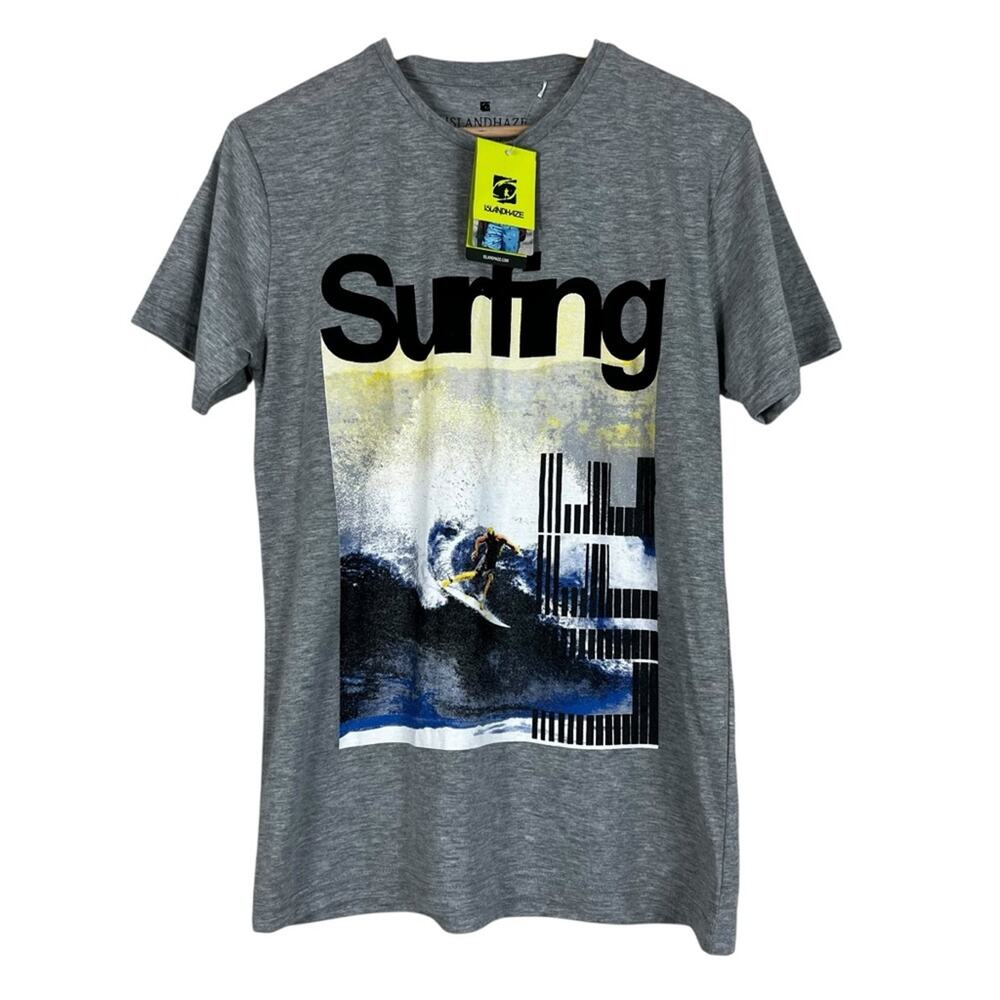 NWT Islandhaze Graphic T-Shirt Mens L Gray Surfing Surfing Skate Beach Coastal